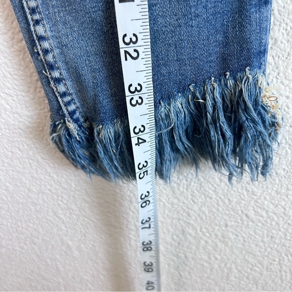 Free People Womens Great Heights Skinny Jeans Frayed Hem Blue - Picture 8 of 13